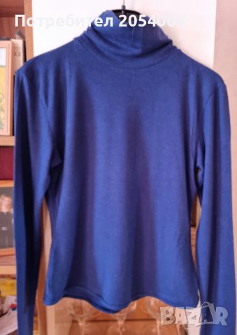 Блуза в синьо. Вискоза и памук., снимка 1 - Блузи с дълъг ръкав и пуловери - 42429073