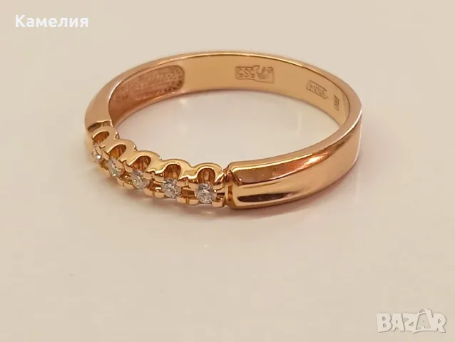 Руско злато. Пръстен с брилианти , снимка 6 - Пръстени - 55999614