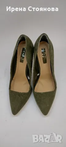 Дамски обувки в маслено зелен цвят на висок ток. Материя велур. Размер 40/41 номер , снимка 10 - Маратонки - 49271041