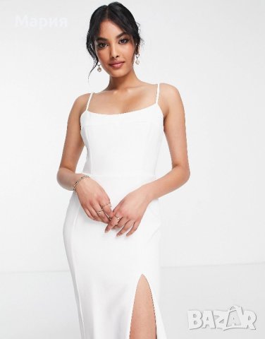 Сватбена / булчинска бяла дълга рокля, тип русалка, снимка 3 - Рокли - 42657096