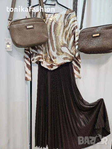 Дълга ефирна пола в цвят кафе, снимка 7 - Поли - 52242638