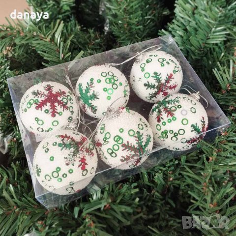 4222 Комплект коледни топки за елха Снежинки, 6 броя, снимка 2 - Декорация за дома - 42663682