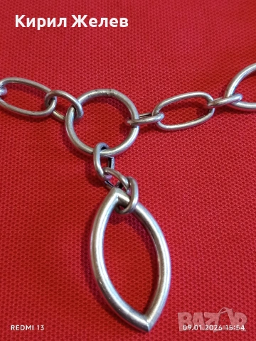 Масивен сребърен ланец много красив майсторска ръчна изработка 53062, снимка 2 - Колиета, медальони, синджири - 53044956