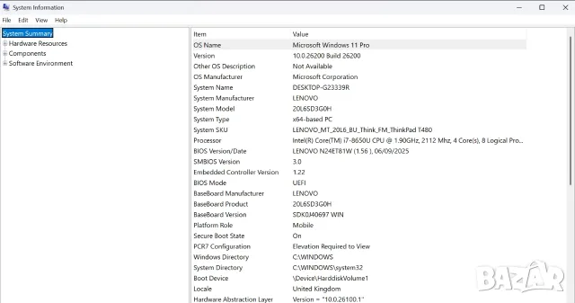 Лаптоп Lenovo T480 I7-8650U 32GB 256GB SSD NVME FHD Windows 11 PRO, снимка 7 - Лаптопи за работа - 55780786