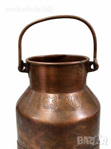 Автентичен стар меден съд за мляко с оригинална дръжка и характерна естествена патина, снимка 5 - Антикварни и старинни предмети - 53640041