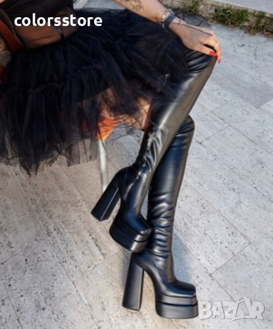 Чизми на ток - черна кожа - VSB1