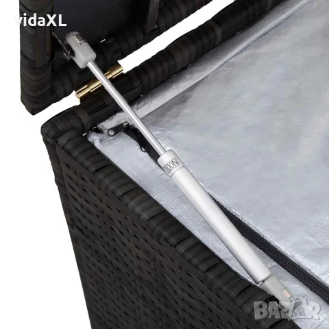 vidaXL Градински сандък за съхранение, черен, 150x50x60 см, полиратан, снимка 5 - Ракли - 56147504