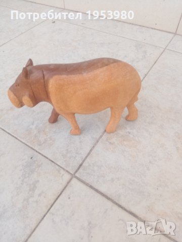Дървена фигура на хипопотам, снимка 3 - Антикварни и старинни предмети - 41360702