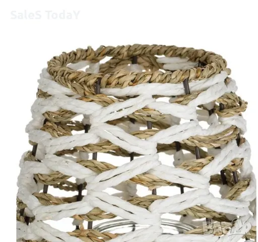 Фенер с метални крака, стъклена поставка за свещи, 27см, снимка 3 - Декорация за дома - 49217833