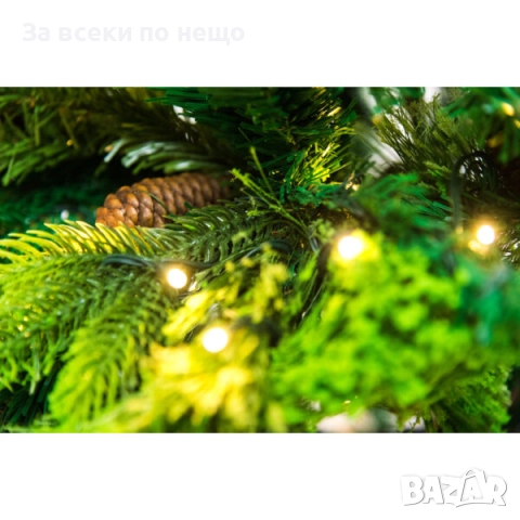 Коледна елха с шишарки и лампички, 210 см Код P1598, снимка 3 - Декорация за дома - 52588994