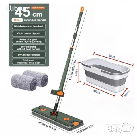 Комплект моп с 360° въртене и сгъваема кофа – Професионално и безконтактно почистване у дома, снимка 7 - Мопове, кофи, четки и метли - 53326484