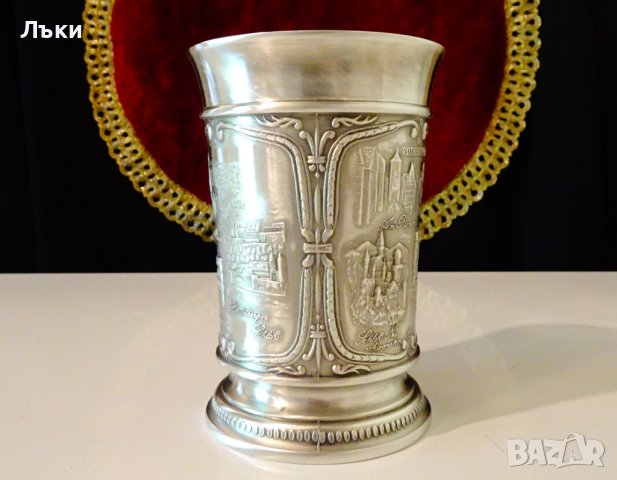 Чаша,халба от калай,архитектура,220 мл., снимка 2 - Антикварни и старинни предмети - 41790363