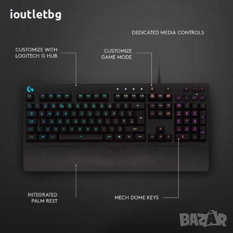 Гейминг клавиатура Logitech - G213 Prodigy, RGB, черна, снимка 2 - Клавиатури и мишки - 38785321