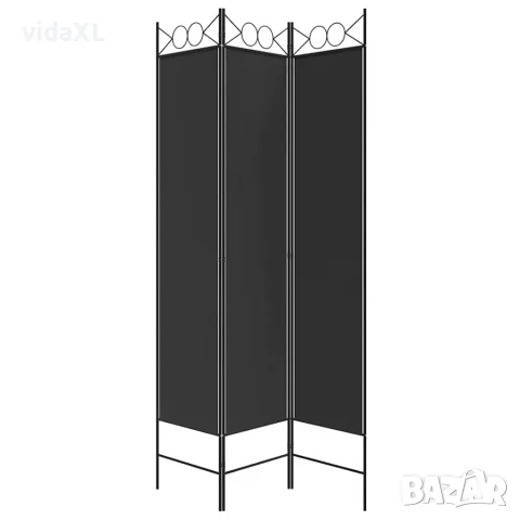 vidaXL Параван за стая, 3 панела, черен, 120x200 см, плат, снимка 4 - Паравани - 56147191