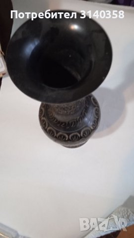 Индийска бронзова гравирана ваза, снимка 2 - Вази - 38776577