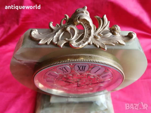 ELSINOR Настолен Швейцарски Механичен Часовник Оникс, снимка 2 - Антикварни и старинни предмети - 40675400