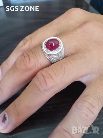 Мъжки Сребърни Пръстени с Естествени Камъни, снимка 6 - Колиета, медальони, синджири - 49988106