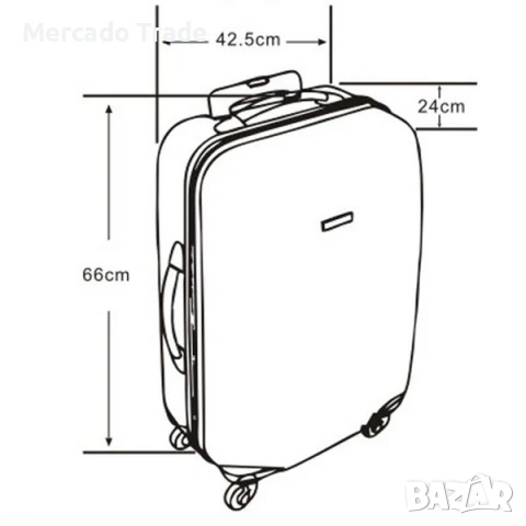 Куфар с колелца Mercado Trade, Екрю, Различни размери, снимка 7 - Куфари - 53625303