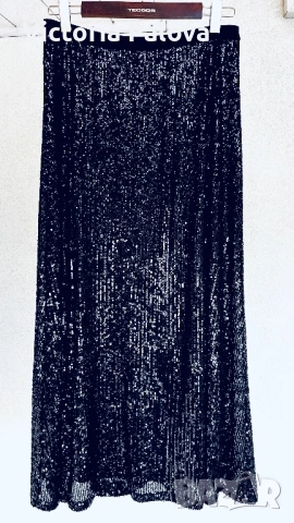 Луксозна черна макси пола с пайети от Maison 123 Paris , снимка 2 - Поли - 53740282