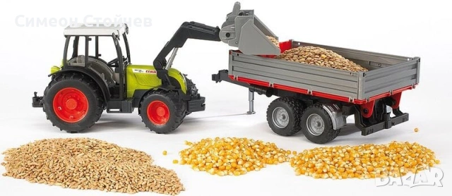 BRUDER 02112 Трактор CLAAS Nectis 267 F с ремарке и челен товарач, снимка 8 - Коли, камиони, мотори, писти - 53512155