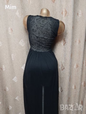 Atmosphere S Черна дълга рокля от дантелена и ефирен тюл, снимка 5 - Рокли - 40127447