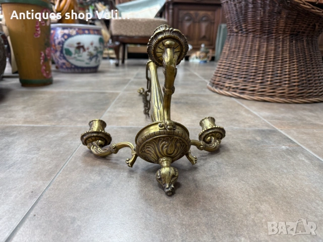 Бронзов свещник полоилей №7895, снимка 4 - Антикварни и старинни предмети - 53646389