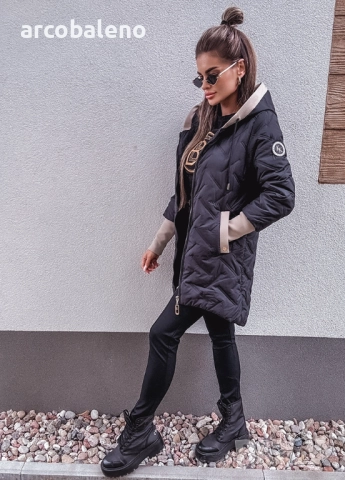 Ватирано дамско яке с качулка и декоративни ръкави, снимка 12 - Якета - 51781916