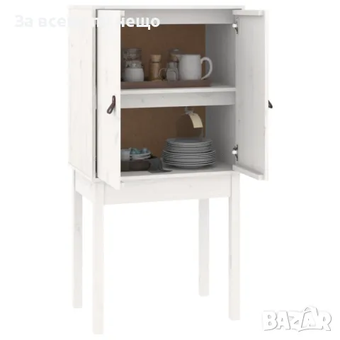 Висок шкаф, бял, 60x40x120 см, борово дърво масив, снимка 7 - Шкафове - 48748670