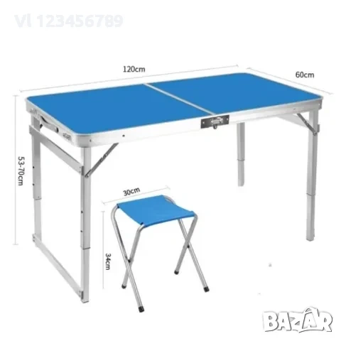 Алуминиев Комплект За Пикник: 4 Стола + Маса 120 х 60см , снимка 6 - Къмпинг мебели - 53840392