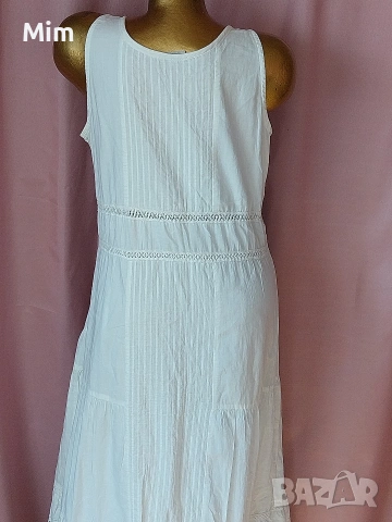 BON' A PARTE L Бяла,памучна  рокля с бродерия , снимка 5 - Рокли - 53641136