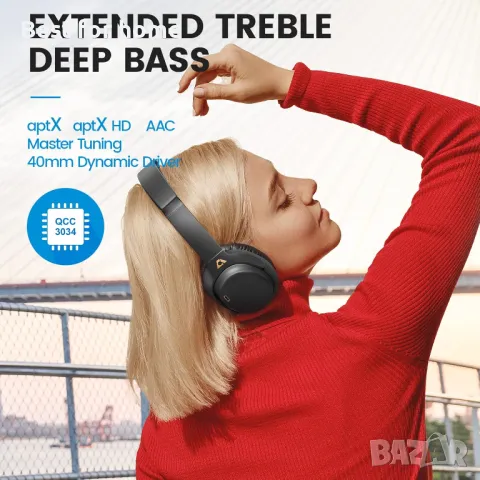 1Mii Ankbit E600Pro Слушалки с активно шумопотискане и хендс фри, снимка 3 - Bluetooth слушалки - 47650196