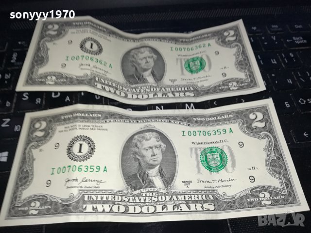 ДВЕ БАНКНОТИ ОТ 2 ДОЛАРА ЗА КОЛЕКЦИЯ 1808231853, снимка 3 - Колекции - 41897203