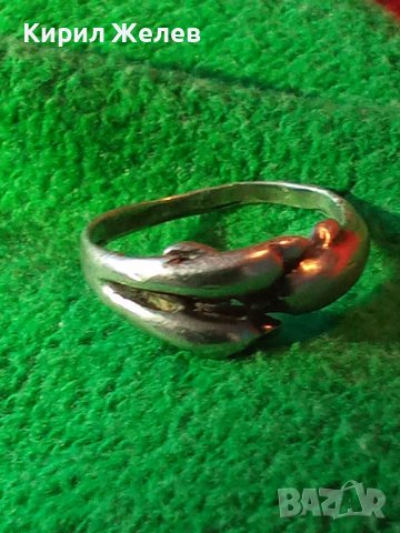 ДЕЛФИНИ - СТАР ФИГУРАЛЕН СРЕБЪРЕН ПРЪСТЕН ВИСОКА ПРОБА СРЕБРО МАЙСТОРСКА ИЗРАБОТКА АНГЛИЯ 26809 