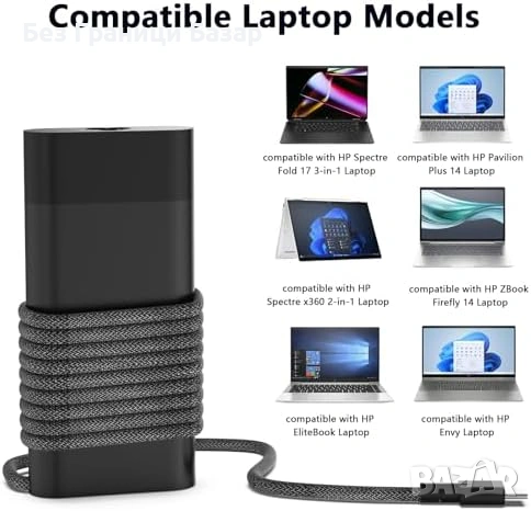 Ново USB-C 100W зарядно 20V 5A за HP Pavilion Plus 14 / Spectre Fold 17, снимка 5 - Друга електроника - 53666732
