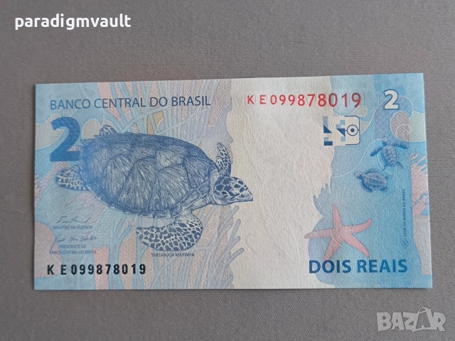 Банкнота - Бразилия - 2 реала UNC | 2010г., снимка 2 - Нумизматика и бонистика - 52727051