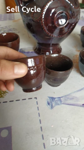 ✅ТРОЯНСКА КЕРАМИКА ЗА РАКИЯ - КАНА С ЧАШКИ❗, снимка 2 - Сервизи - 50958702