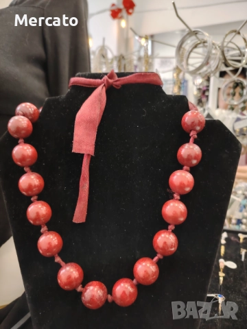 Червен гердан с панделка АРТ №113