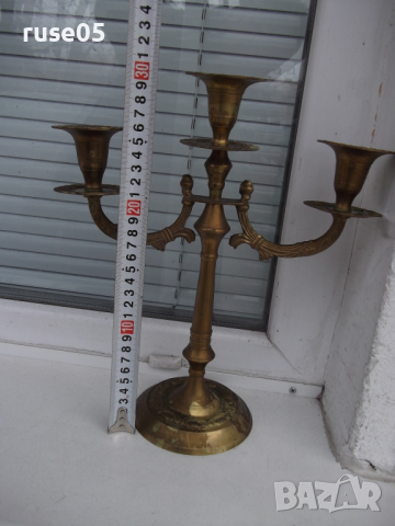 Свещник бронзов за три свещи, снимка 4 - Други ценни предмети - 36142187