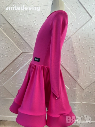 Детска цикламена рокля за спортни танци, снимка 3 - Детски рокли и поли - 53523917