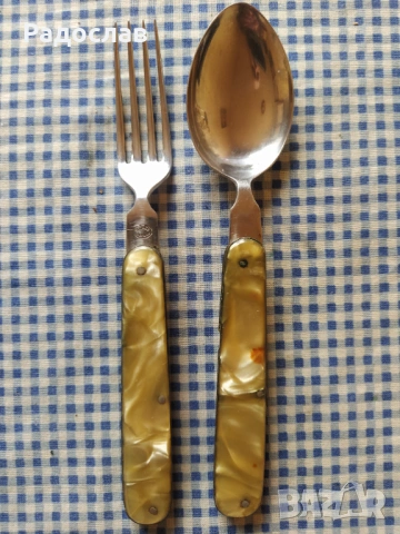 стари сгъваеми вилица и лъжица Петко Денев , снимка 4 - Прибори за хранене, готвене и сервиране - 53830039