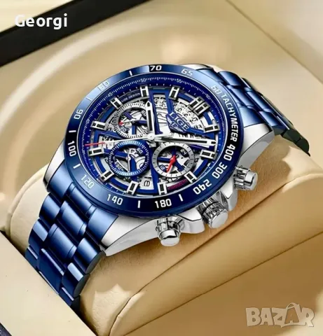 Мъжки спортно/елегантен кварцов часовник LIGE*Black Edition* Хронограф!, снимка 4 - Мъжки - 49526992