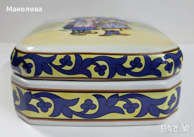 Кутия от керамика, репродукция на Френско народно изкуство, Fa ïence de Quimper., снимка 3 - Други ценни предмети - 52384862