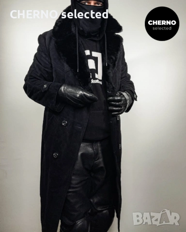 C&A дълго двуредно мъжко кожено палто от естествен велур с кожена яка – размер L , снимка 10 - Якета - 53668334