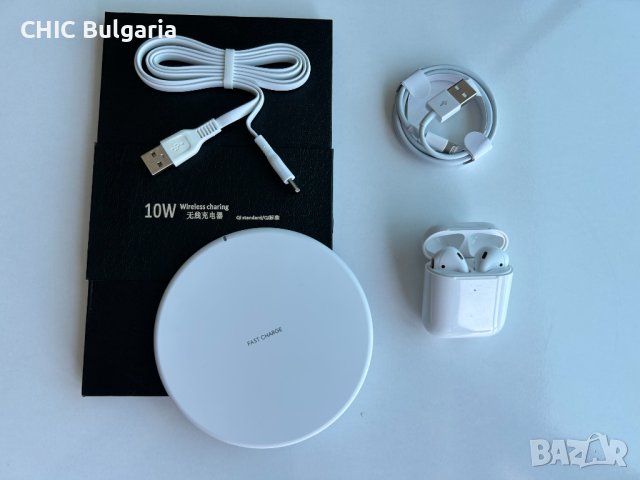 Apple AirPods 1st Generation + ПОДАРЪК безжично зарядно устройство  , снимка 2 - Bluetooth слушалки - 41548107