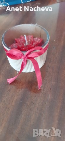 СВЕЩ в стъклен свещник , червена , снимка 5 - Други - 41393347