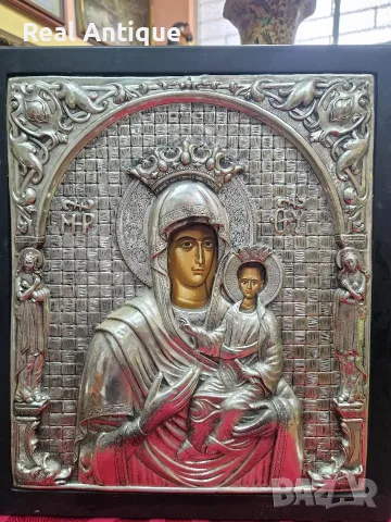 Уникална голяма сребърна икона със сертификат и маркировка , снимка 4 - Икони - 56242414