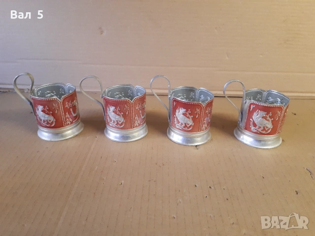 Стари красиви подстакани СССР - 4 броя, снимка 4 - Антикварни и старинни предмети - 53152919