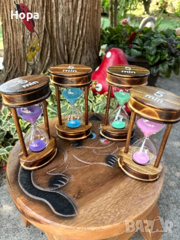 Пясъчен часовник 5 минути, снимка 5 - Сувенири от дърво - 50743878