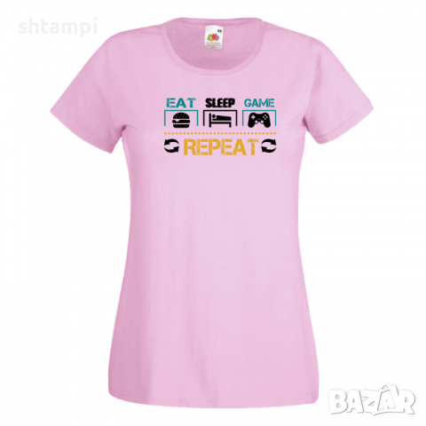 Дамска тениска Game 3,Eat,Sleep,GameRepeat,Ядене,Спане,Геймс