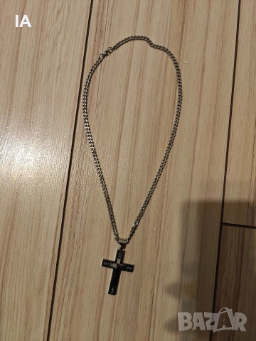 Ланец с кръст от стомана, снимка 4 - Колиета, медальони, синджири - 53481129
